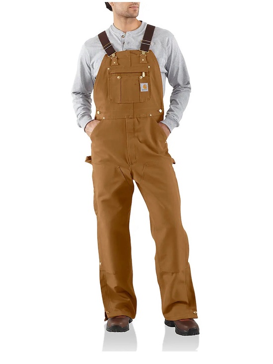 Carhartt Other - Carhartt Brown Bib Overalls Loose Fit Carpenter Workwear Duck Canvas Size 44x30